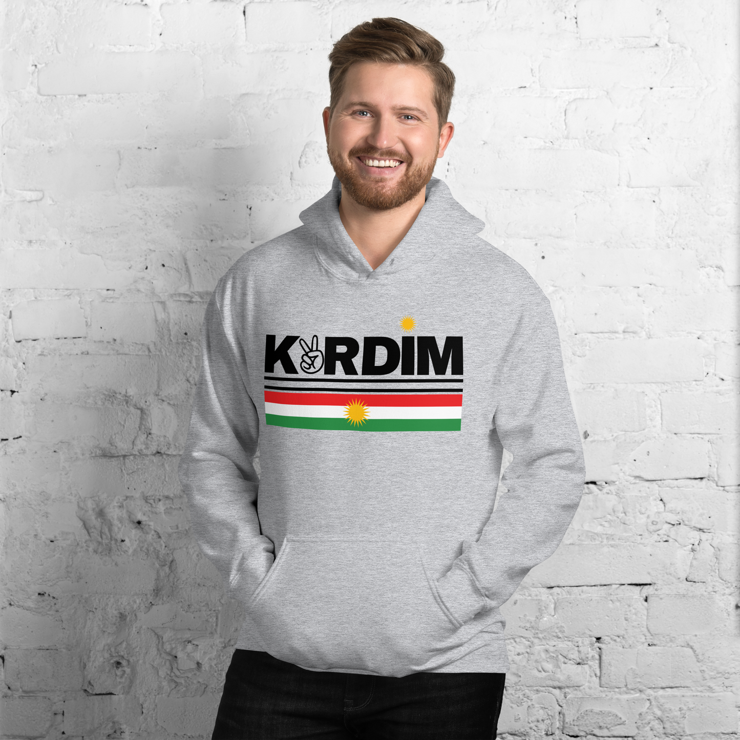Kurdim Logo Hoodie with Kurdistan Flag