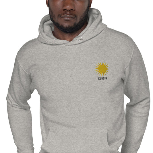 Embroidered Hoodie - Sun - Grey