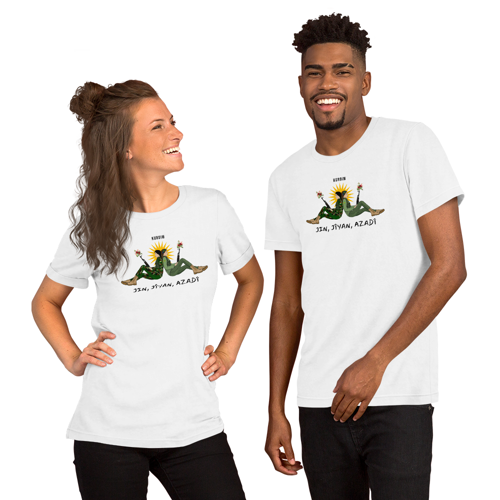 Jin. Jîyan. Azadî. Printed T-Shirt - White
