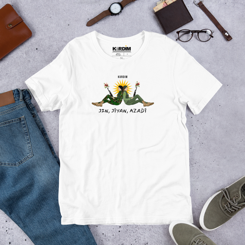Jin. Jîyan. Azadî. Printed T-Shirt - White