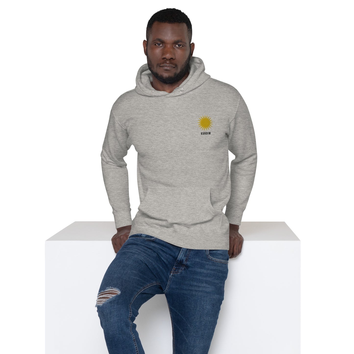 Embroidered Hoodie - Sun - Grey